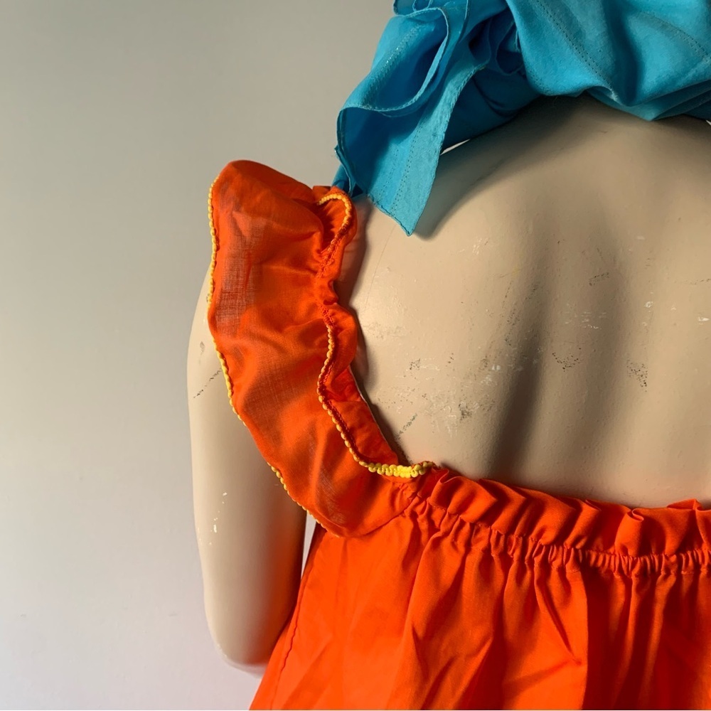 Orange Embroidered Women's Nightgown - Picture 4 of 10